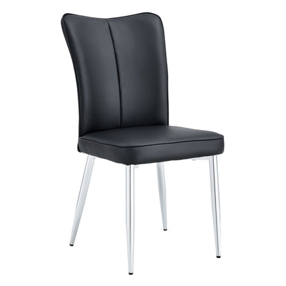 Modern Black PU Dining Chair with Metal Legs (Ergonomic Design)
