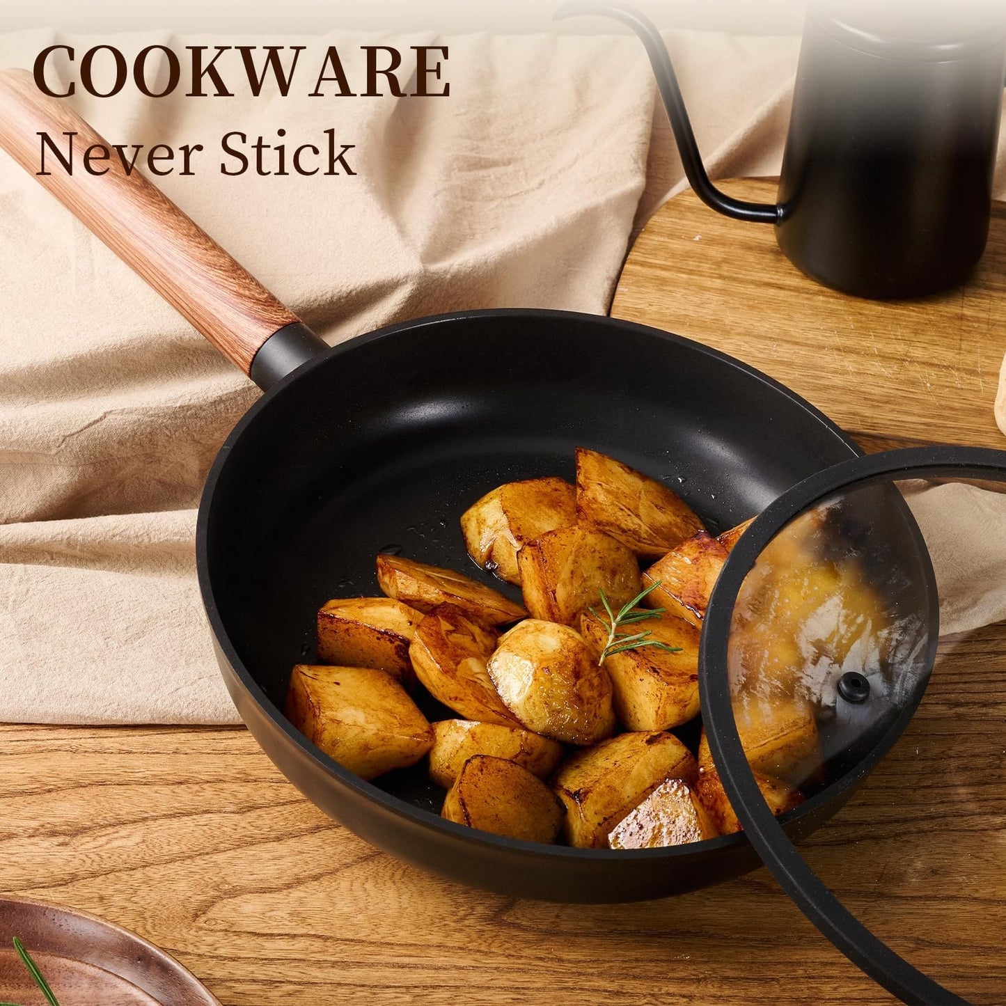 Oven-Safe, Stackable Ceramic Cookware Set for Induction Stoves