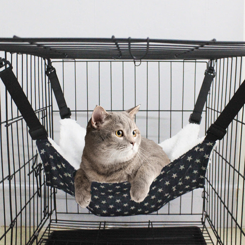 Adjustable Dual-Sided Cat Hammock in Star/Plaid Patterns