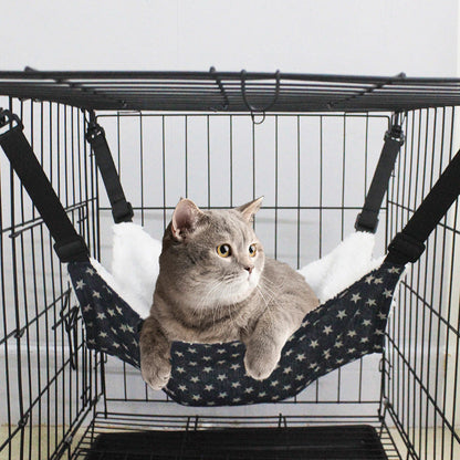 Adjustable Dual-Sided Cat Hammock in Star/Plaid Patterns