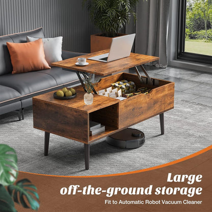 Textured Wood Lift Top Coffee Table