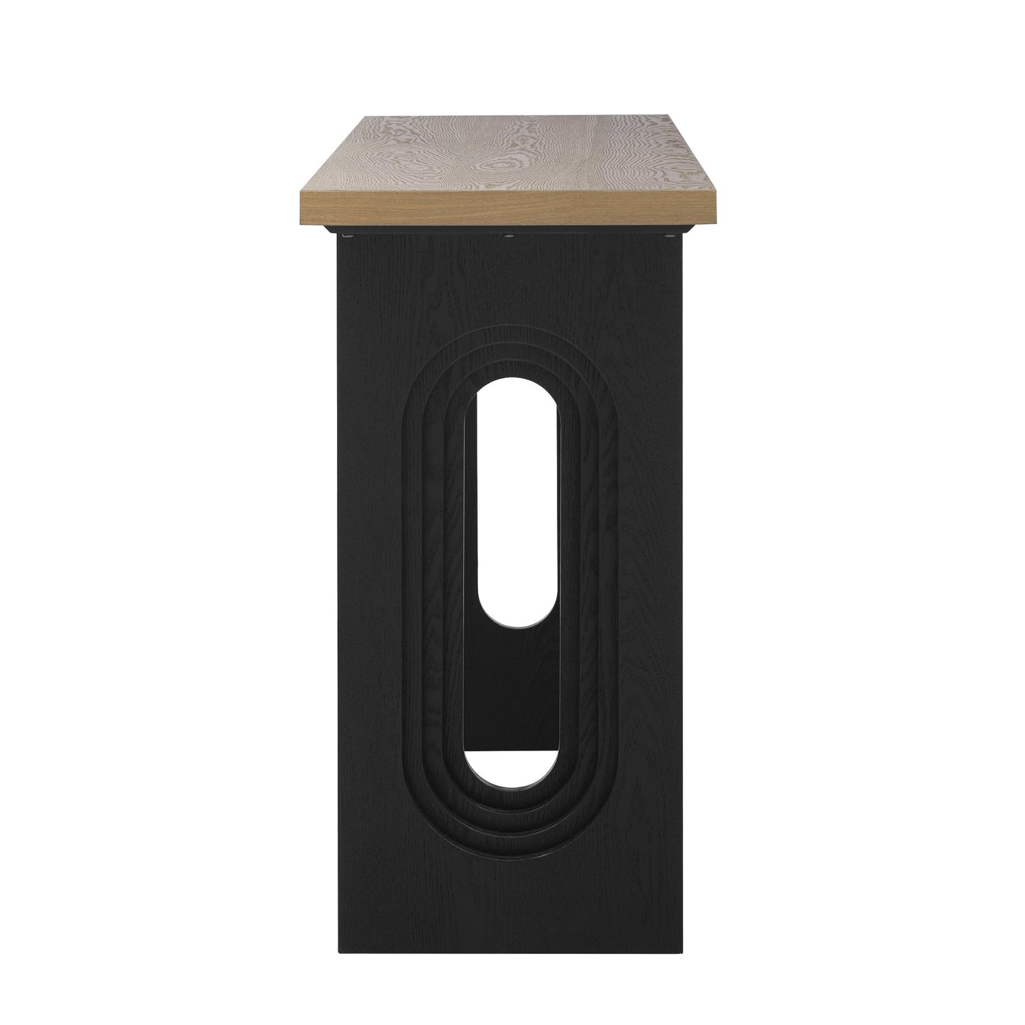 Modern Console Table with Unique Round Hollow Legs - Natural Wood Finish