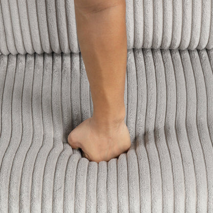 Light Grey Corduroy Sectional Sofa Bed with Built-in USB, Storage, and Movable Ottoman