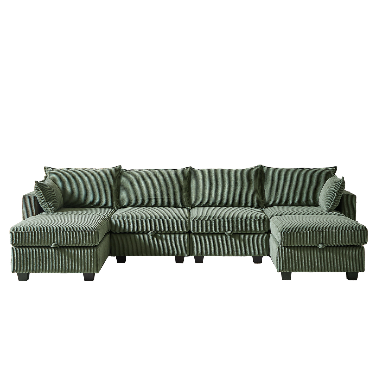 113.5'' Convertible Modular Sofa with Corduroy Fabric & Hidden Storage