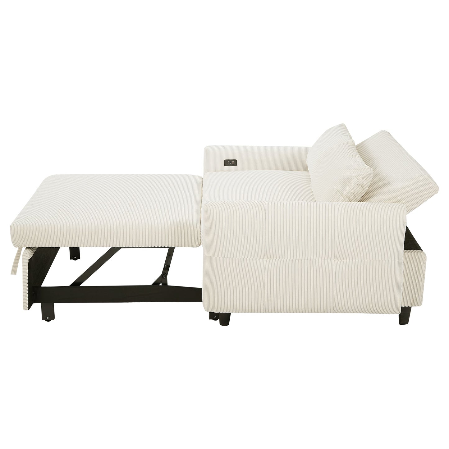 Avery Mid-Century Beige Loveseat Sleeper with Adjustable Backrest