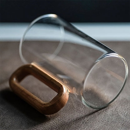 Curated Sip Glass Mug Set with Natural Walnut Handle | Sustainable & Stylish