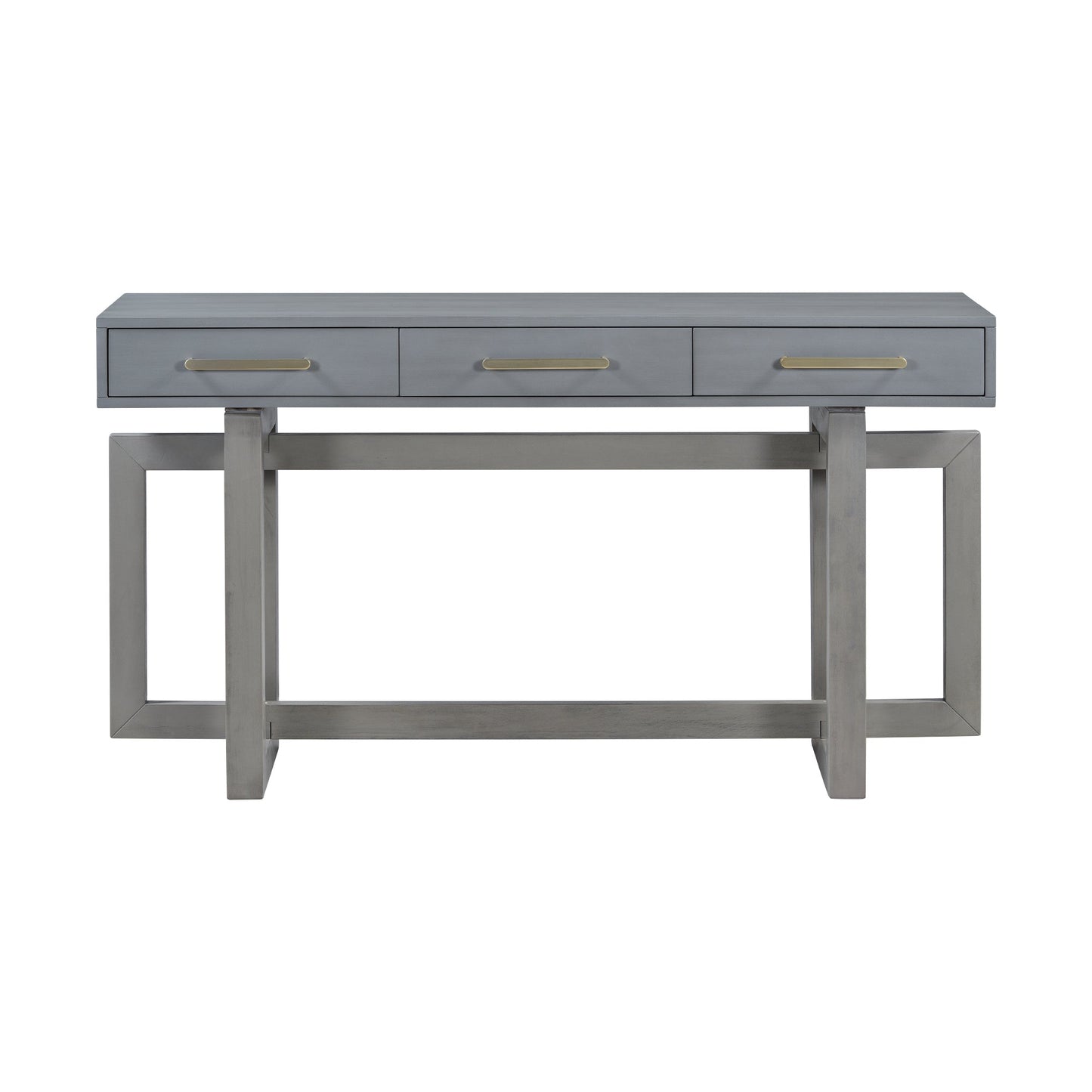 Antique Gray Three-Drawer Console Table