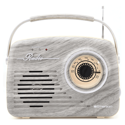 Emerson Retro Radio Bluetooth 5.0 Portable AM/FM Rechargeable Analog Wood Finish