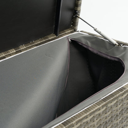 113 Gallon Rattan Deck Box Outdoor Storage Trunk Grey Wicker Patio Side Table