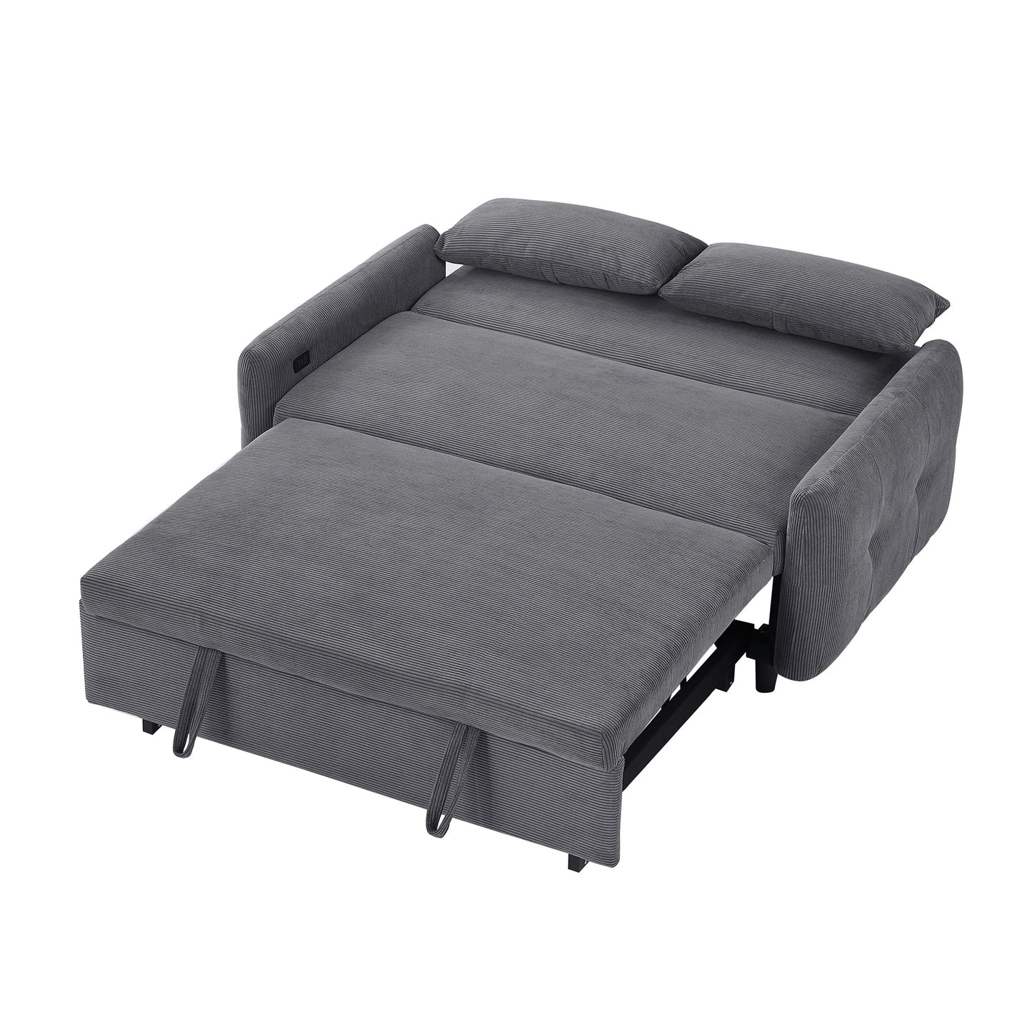 Hudson Modern Dark Grey Loveseat Sleeper in Textured Corduroy