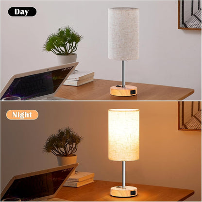Soft Glow Bedside Lamps – Set of 2 with Built-In Outlets