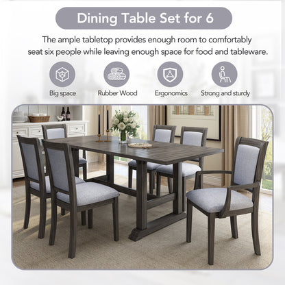 Extendable Trestle Table & Upholstered Linen Chairs