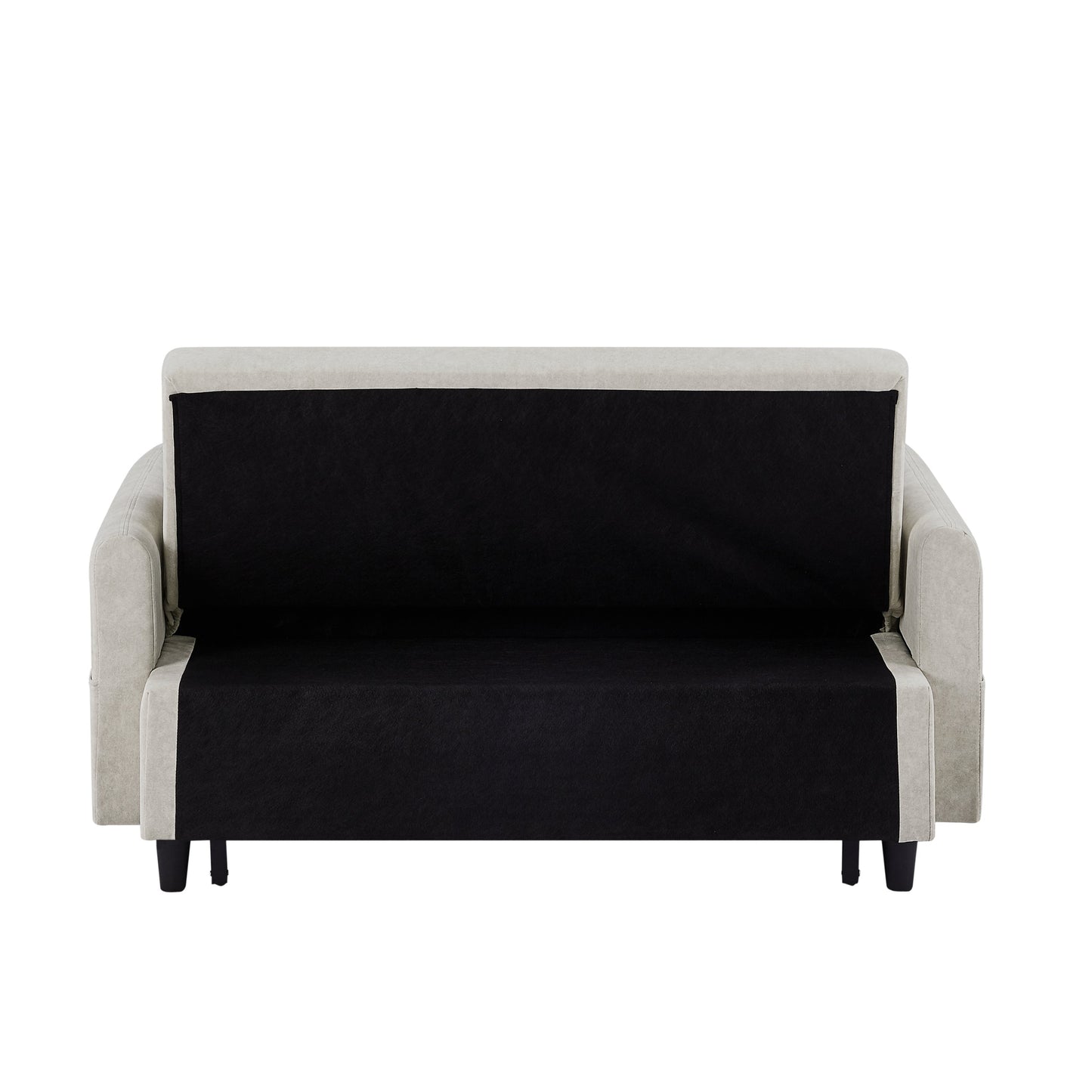 2-Seat Microfiber Sofa Bed with Pillows and Side Storage