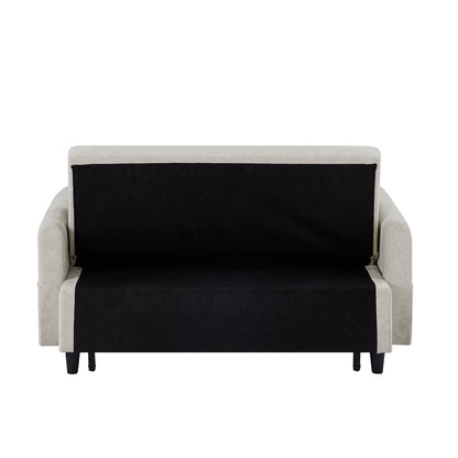 2-Seat Microfiber Sofa Bed with Pillows and Side Storage