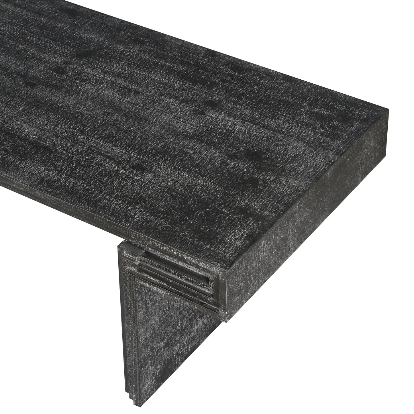 American Vintage Industrial Coffee Table, Premium Reclaimed Lacquered Black Wood Replica