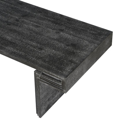 American Vintage Industrial Coffee Table, Premium Reclaimed Lacquered Black Wood Replica