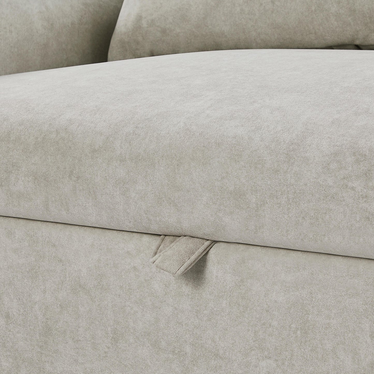 2-Seat Microfiber Sofa Bed with Pillows and Side Storage