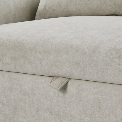 2-Seat Microfiber Sofa Bed with Pillows and Side Storage