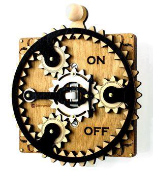 Handcrafted Tan Single Planetary Switch Plate with Moving Gear Handle