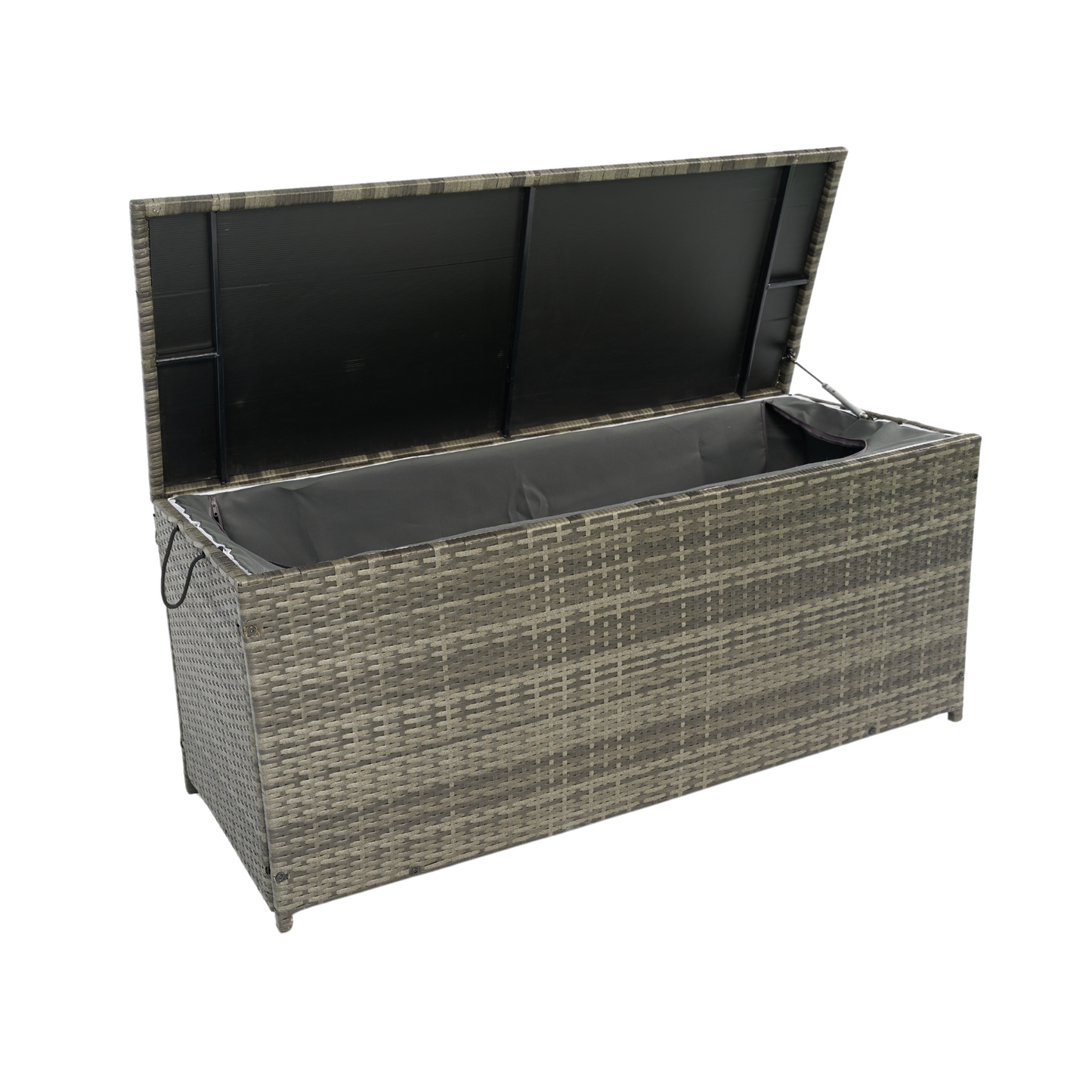 113 Gallon Rattan Deck Box Outdoor Storage Trunk Grey Wicker Patio Side Table
