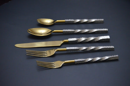 Handcrafted Golden Flatware Set – Luxury Stainless Steel & Aluminum Design 20 PCS
