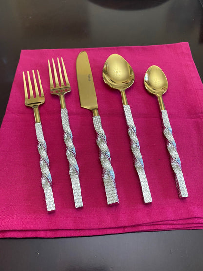 Handcrafted Golden Flatware Set – Luxury Stainless Steel & Aluminum Design 20 PCS