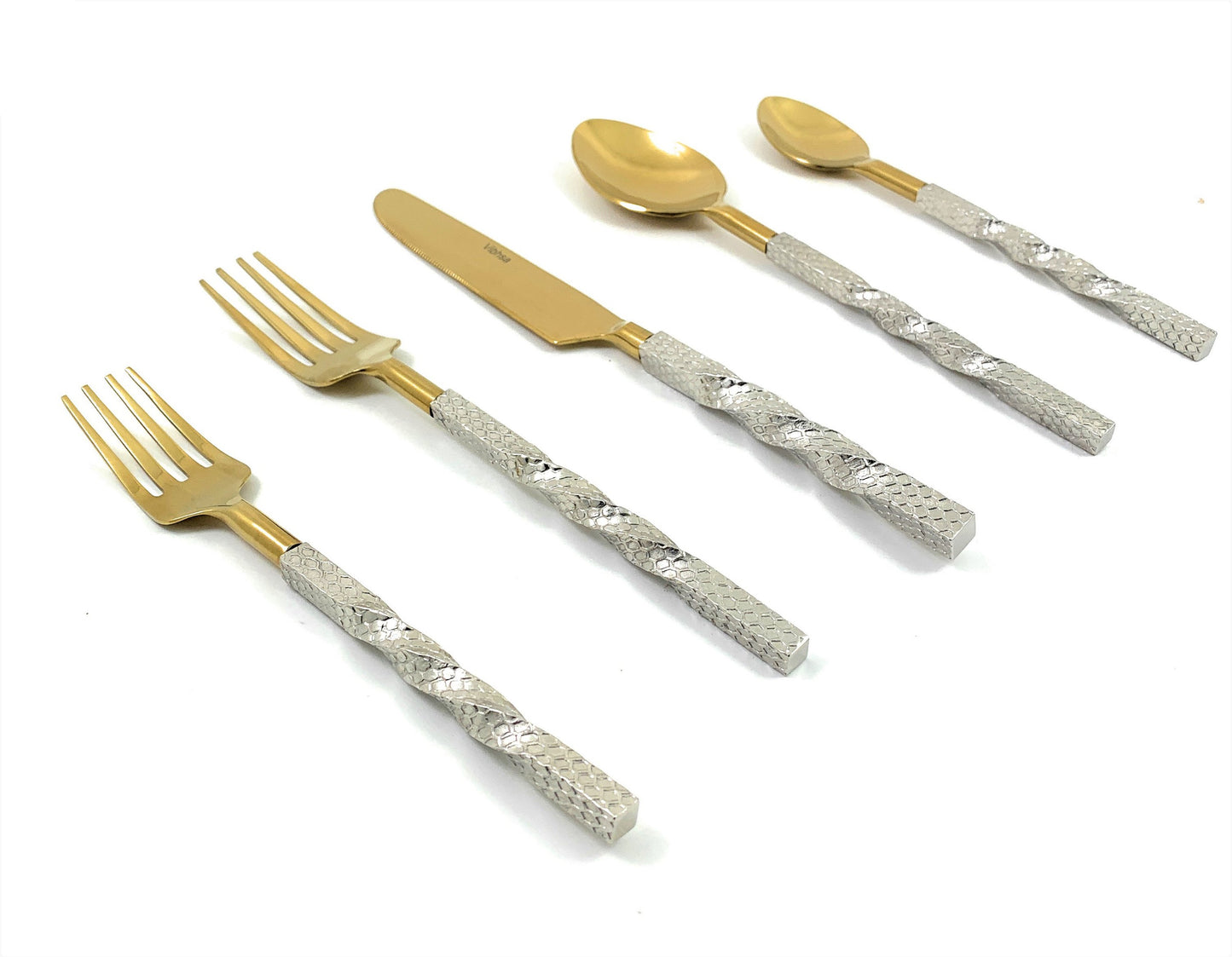Handcrafted Golden Flatware Set – Luxury Stainless Steel & Aluminum Design 20 PCS