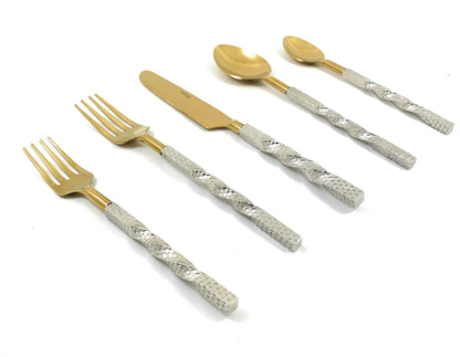 Handcrafted Golden Flatware Set – Luxury Stainless Steel & Aluminum Design 20 PCS