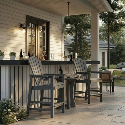 All-Weather HDPE Bar Height Adirondack Chair with Cup Holder