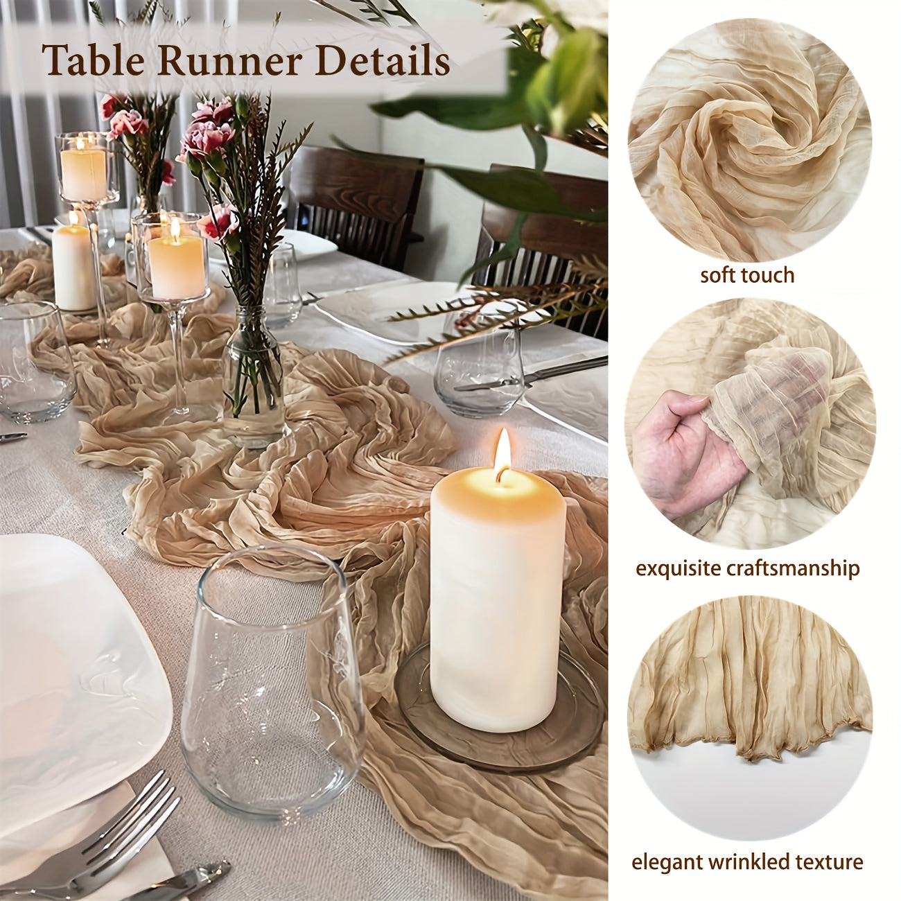 Boho Cheesecloth Table Runner | Long Gauze for Wedding & Holiday Decor