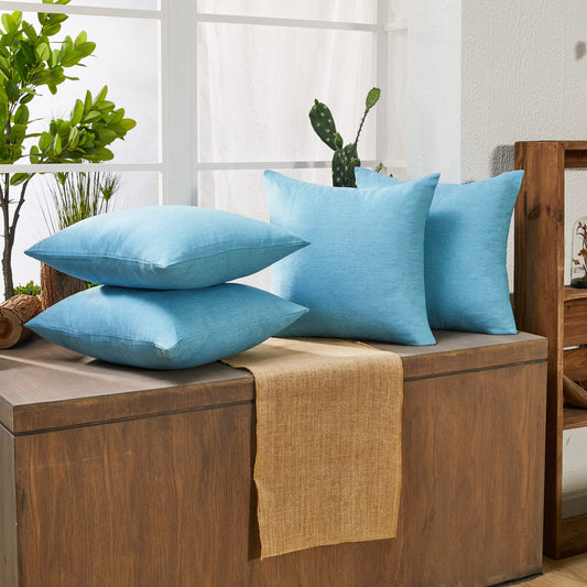 Set of 4 Solid Faux Linen Covers + 4 Premium 20"x20" Inserts – 10% Off