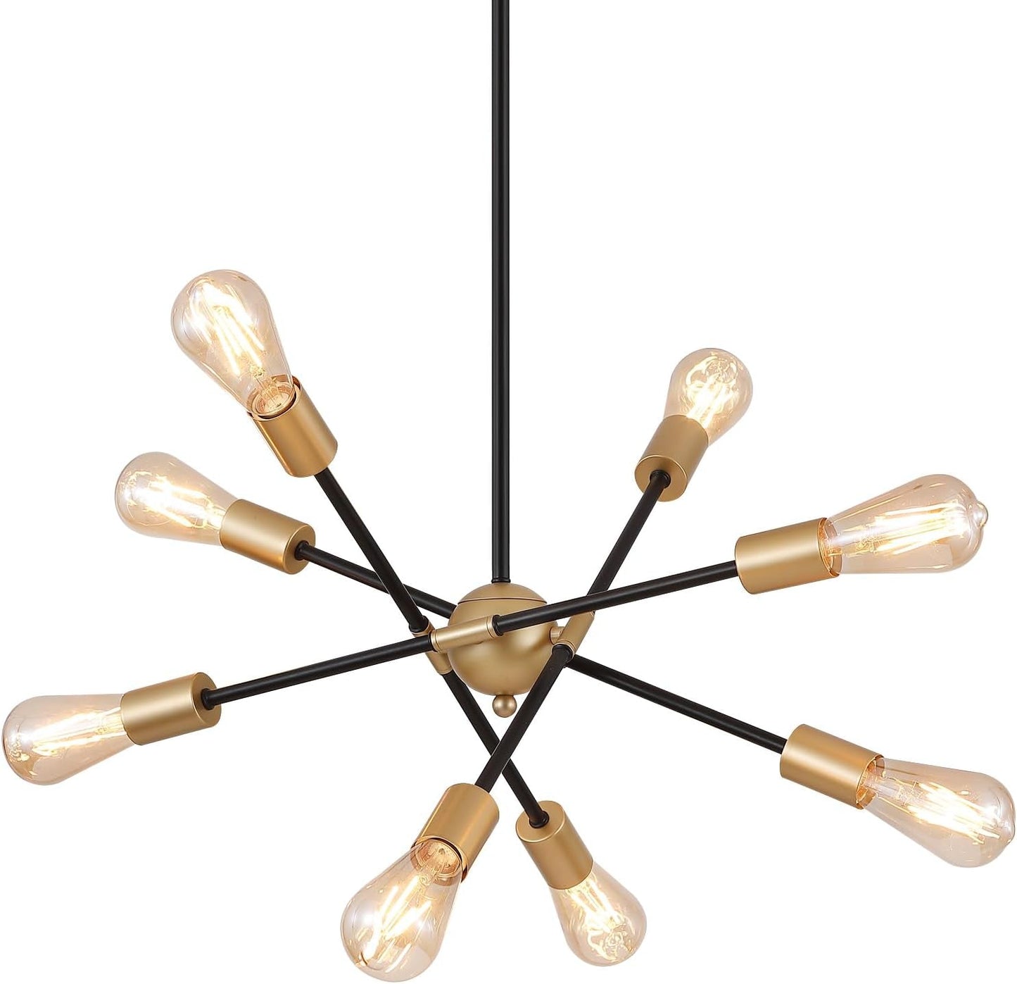 Modern Mid-Century 8-Light Black & Gold Chandelier