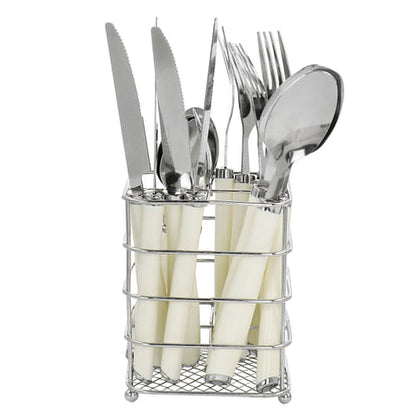 Durable Stainless Steel Flatware with Plastic Handles – 16 Pieces