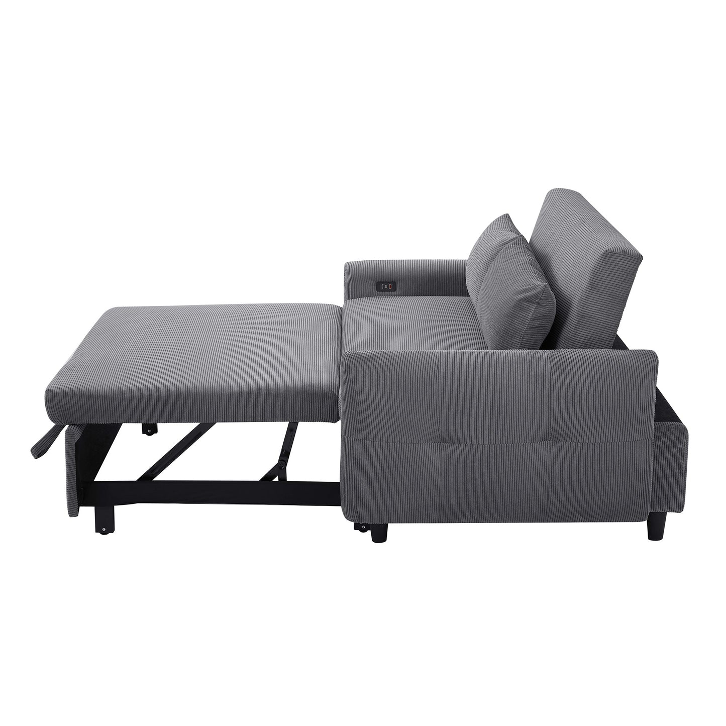 Hudson Modern Dark Grey Loveseat Sleeper in Textured Corduroy