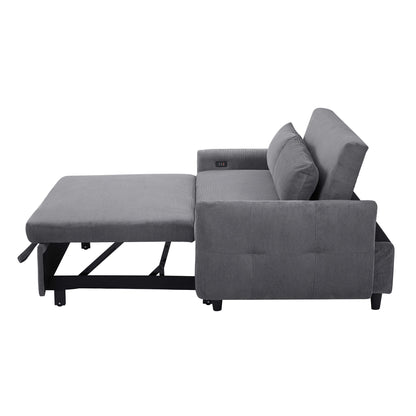 Hudson Modern Dark Grey Loveseat Sleeper in Textured Corduroy