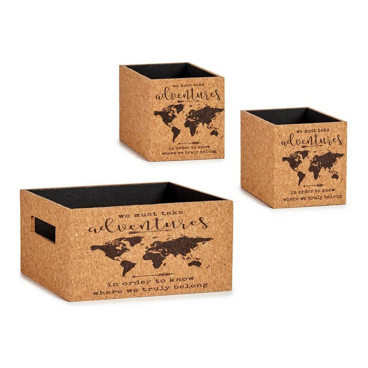 Set of Cork World Map Boxes