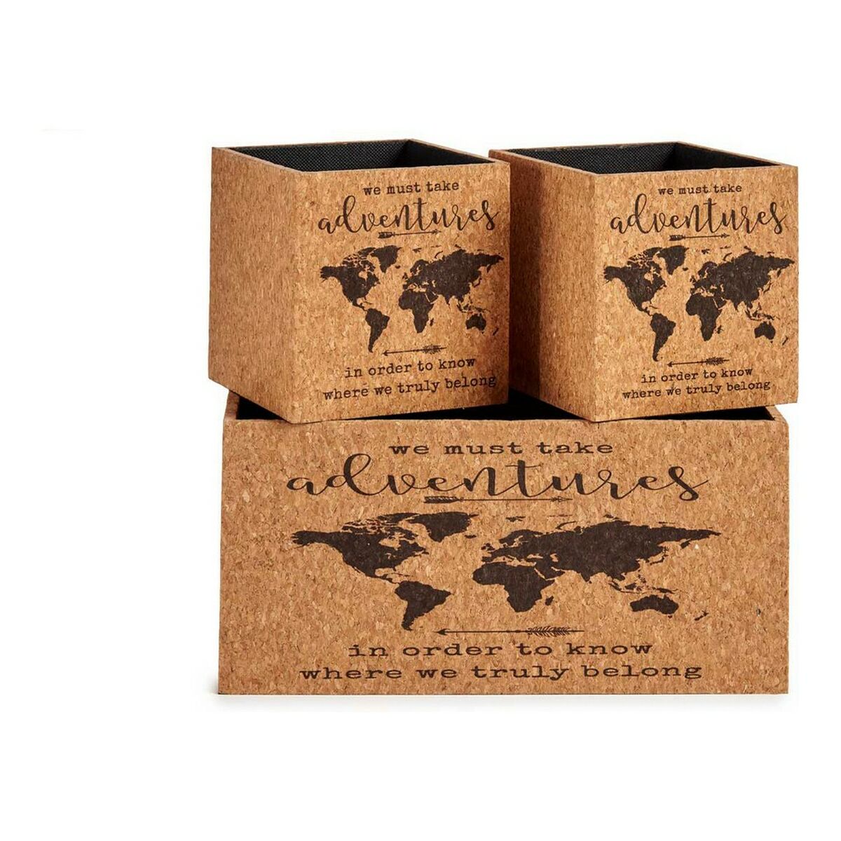 Set of Cork World Map Boxes