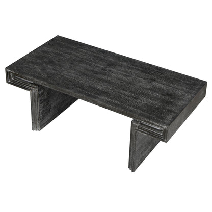 American Vintage Industrial Coffee Table, Premium Reclaimed Lacquered Black Wood Replica