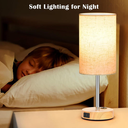 Soft Glow Bedside Lamps – Set of 2 with Built-In Outlets