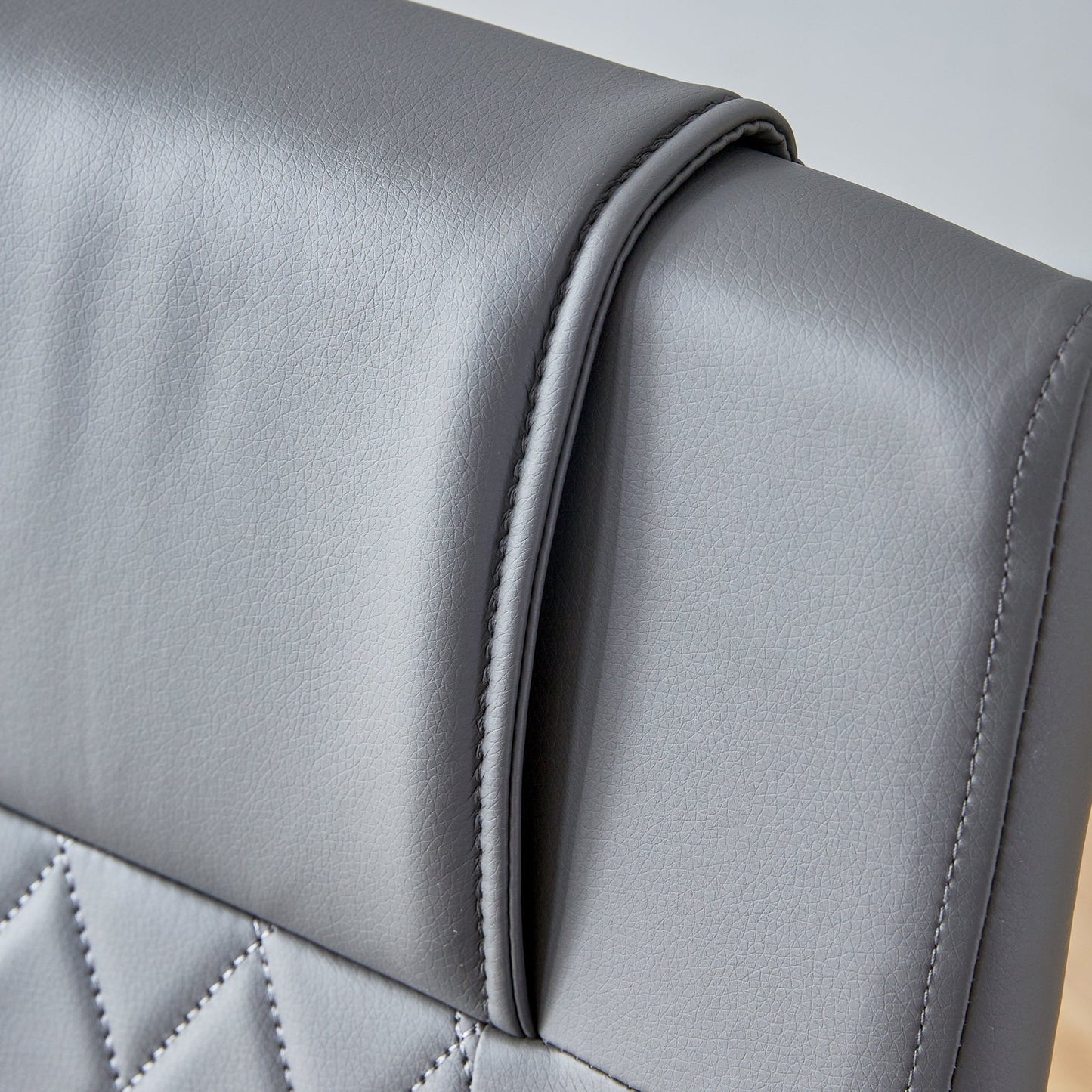 Contemporary Padded Grey Dining Chair with Plated Legs