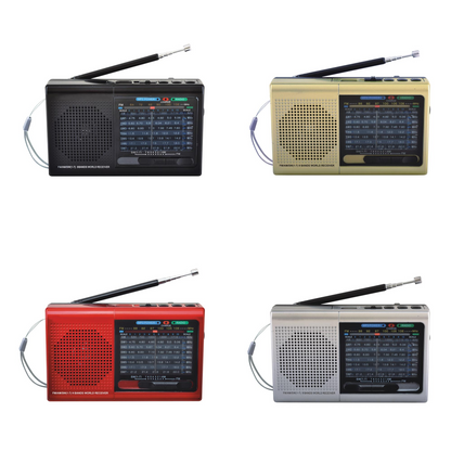 9-Band Portable Radio with Bluetooth & Rechargeable Battery