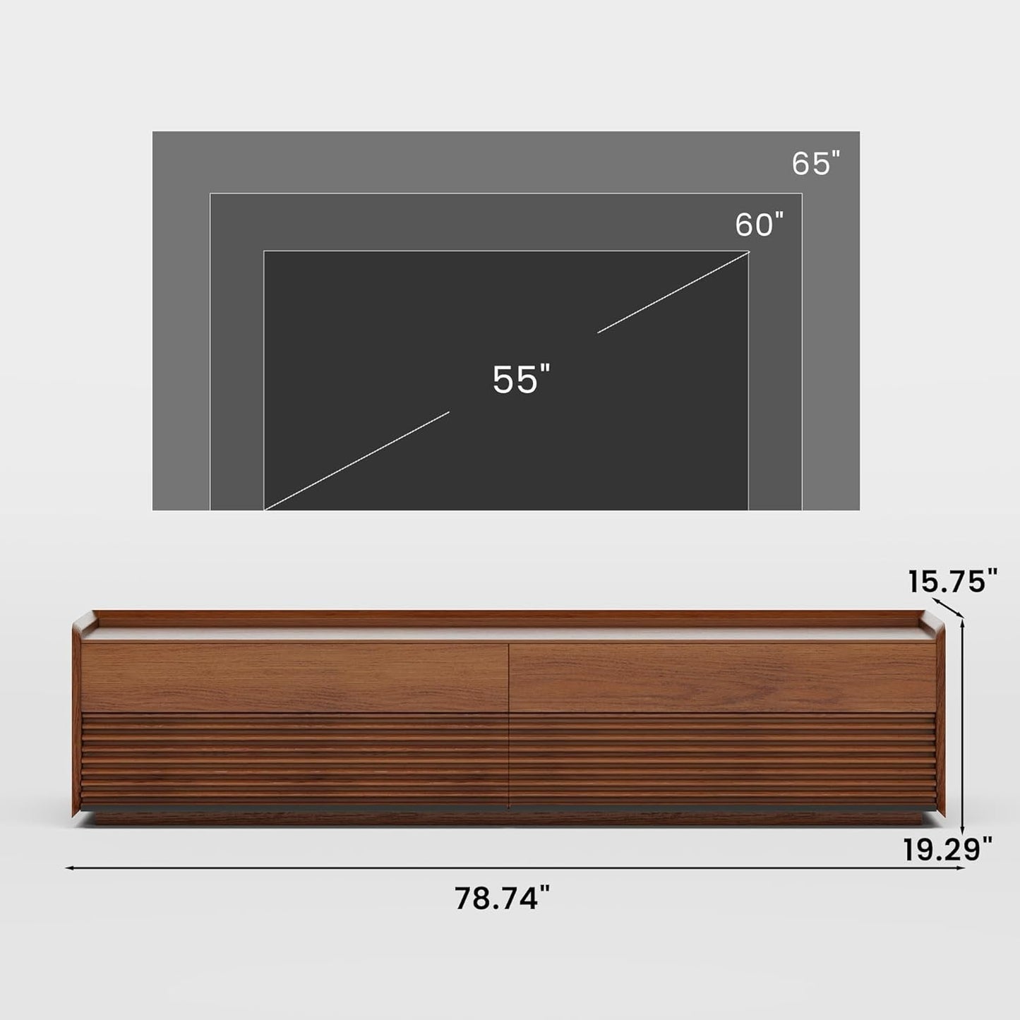 Modern TV Stand, Storage Cabinet 78.74" w/ LED Lights