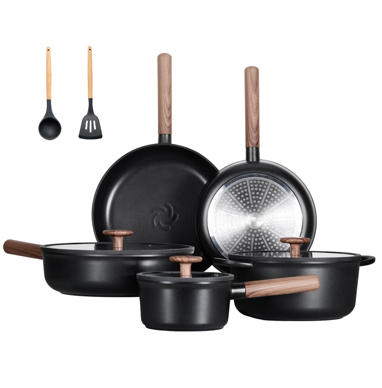 Oven-Safe, Stackable Ceramic Cookware Set for Induction Stoves