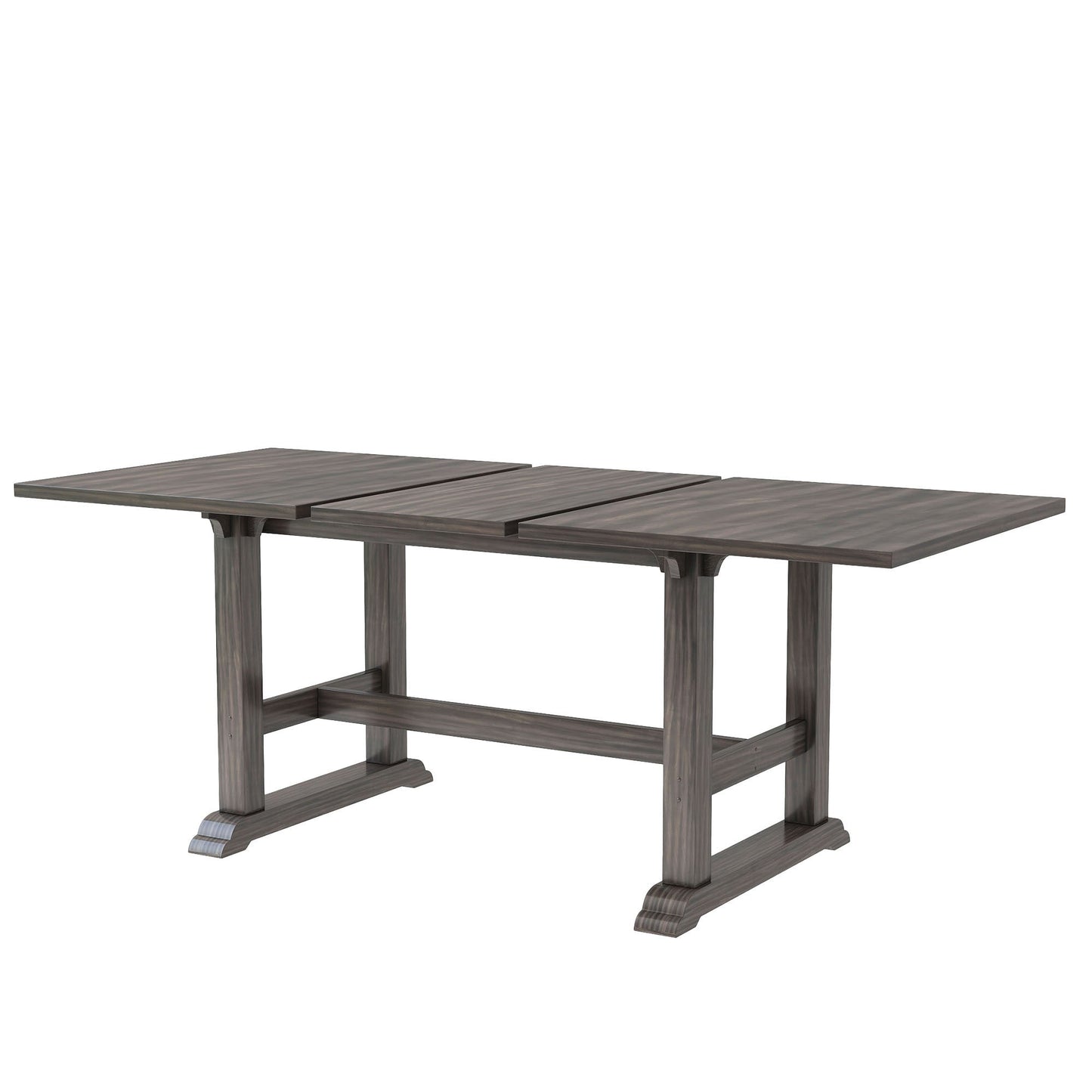Extendable Trestle Table & Upholstered Linen Chairs