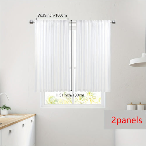 Country Rustic White Yarn Semi-Sheer Curtains