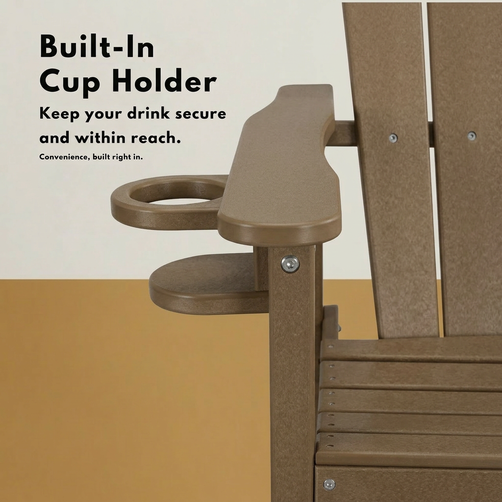 All-Weather HDPE Bar Height Adirondack Chair with Cup Holder