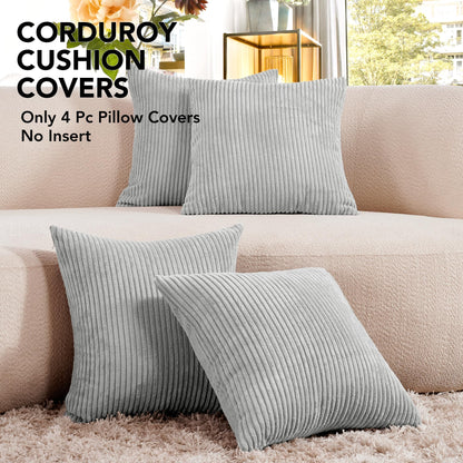 Soft Corduroy Throw Pillow Covers for Modern & Classic Homes | 4PCS