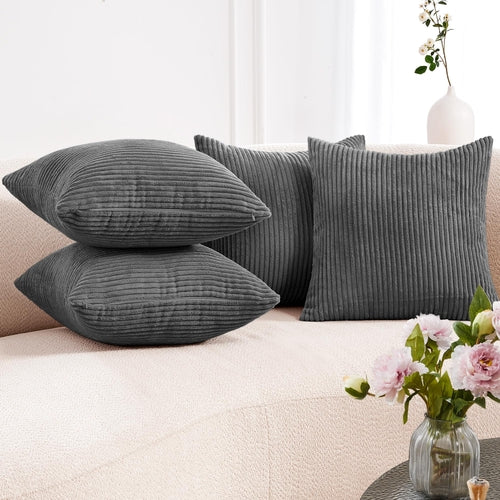 Soft Corduroy Throw Pillow Covers for Modern & Classic Homes | 4PCS