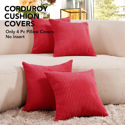 Soft Corduroy Throw Pillow Covers for Modern & Classic Homes | 4PCS