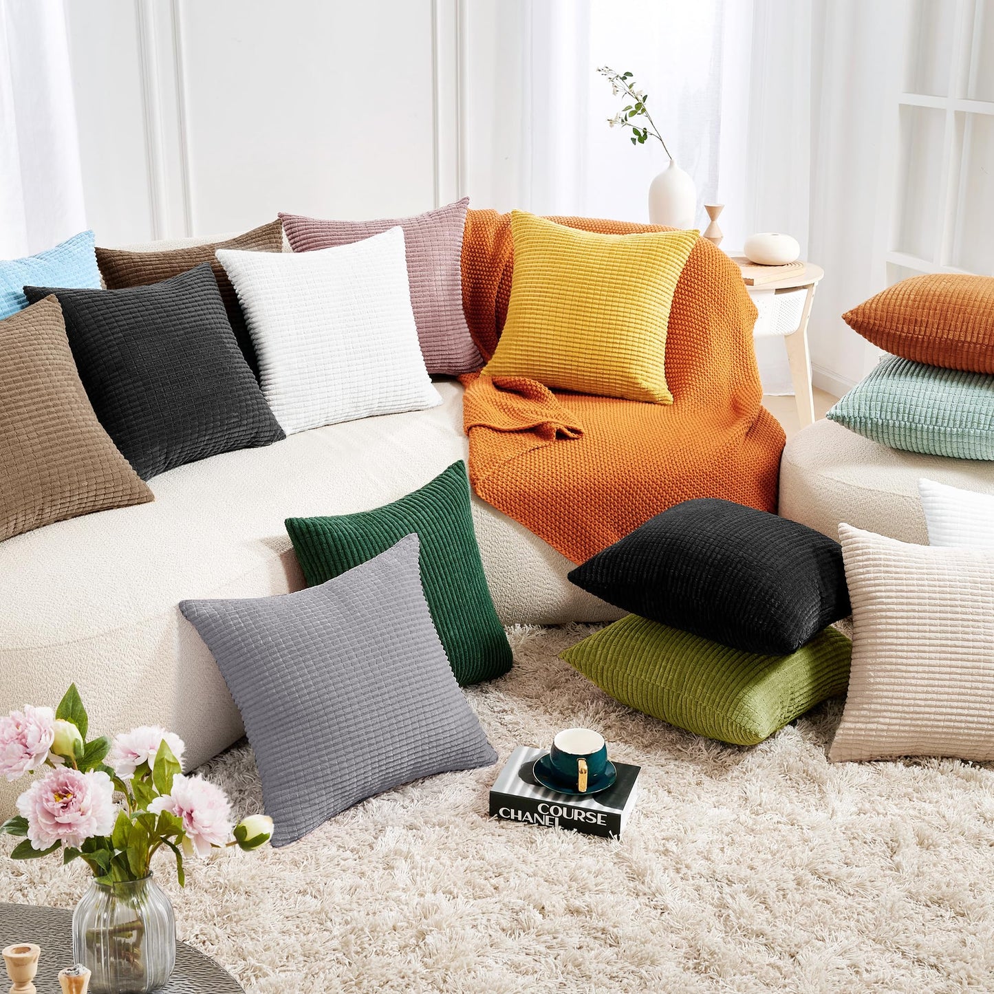 Soft Corduroy Throw Pillow Covers for Modern & Classic Homes | 4PCS
